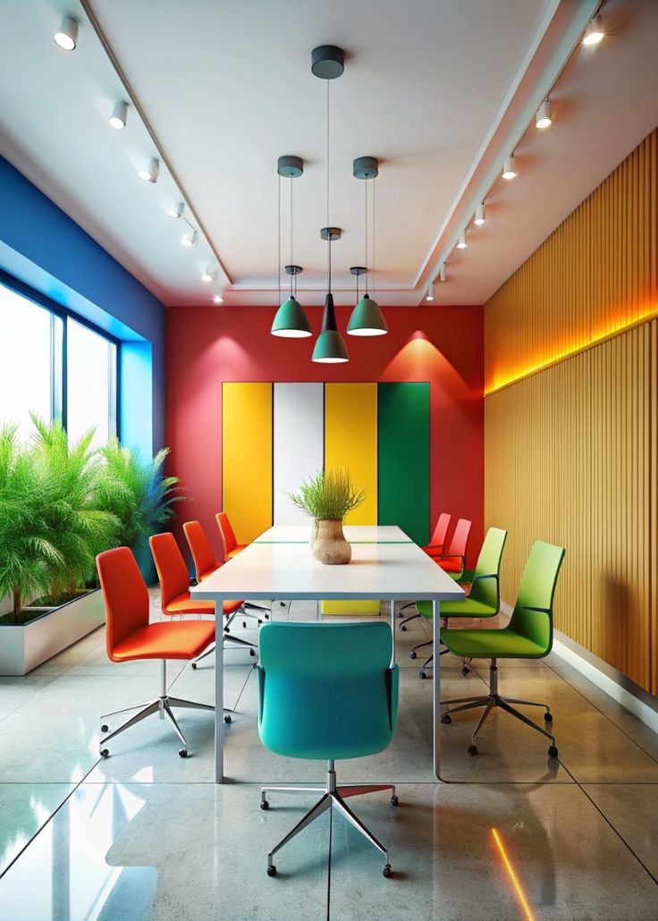 Vibrant Conference Room Experienced Office Interior Designers in Mumbai