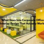 Corporate office interior design with modern workspace, CEO cabin, and functional layout in Mumbai