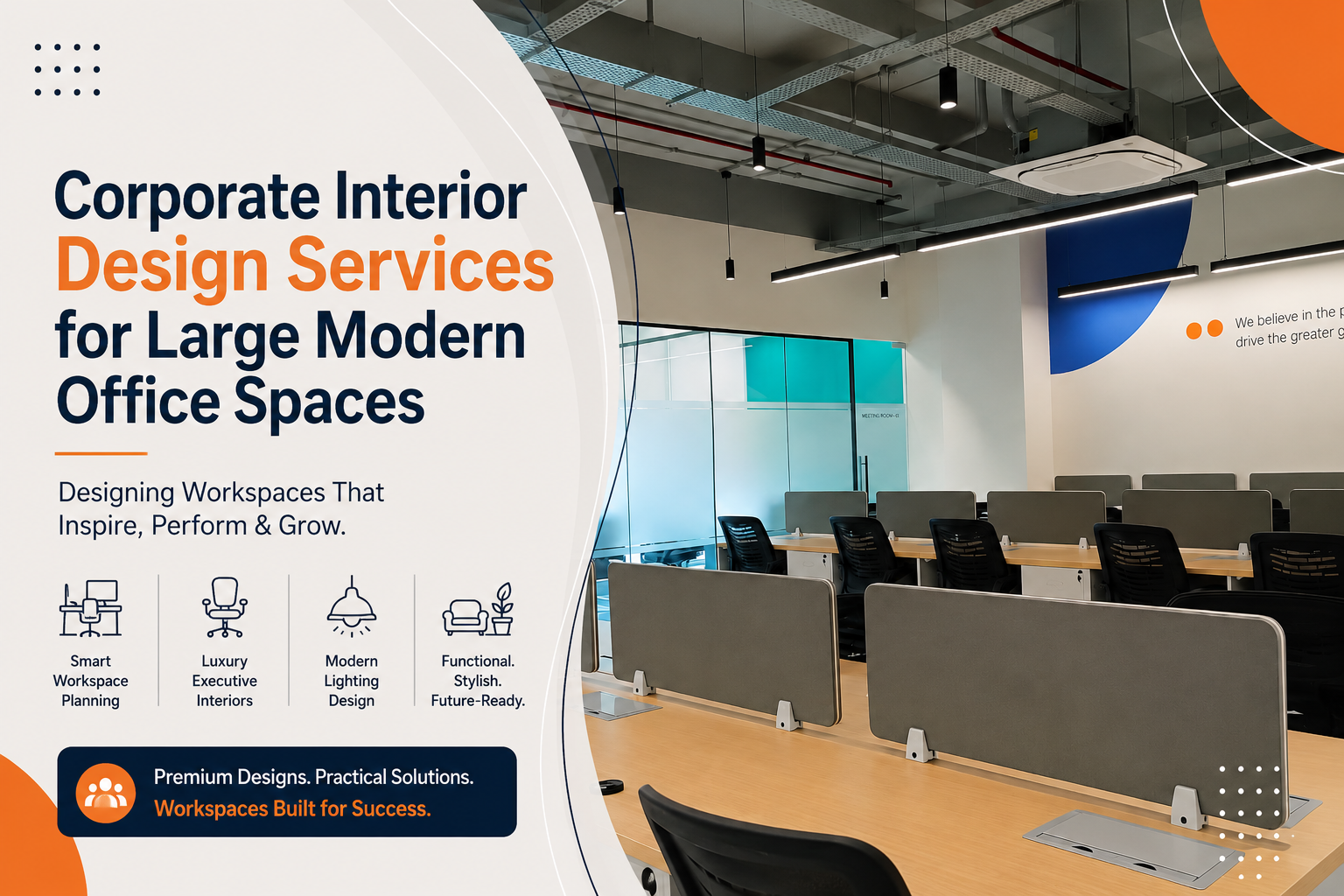 Corporate Interior Design Services for Large Modern Office Spaces in Mumbai and Thane