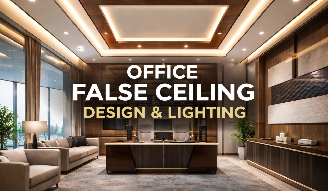 office false ceiling design with modern LED lighting for corporate office interior design