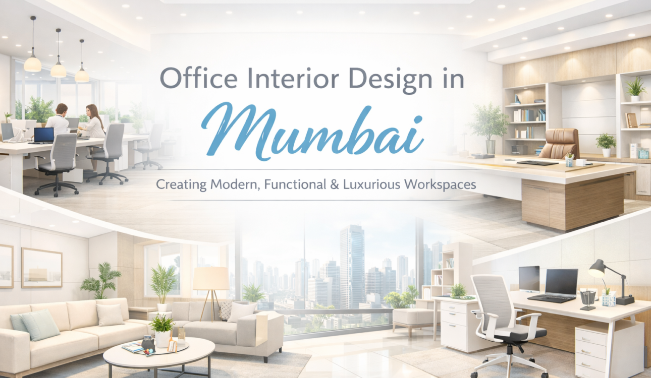 Modern office interior design in Mumbai with open workspace, executive cabin, and luxury workstation setup