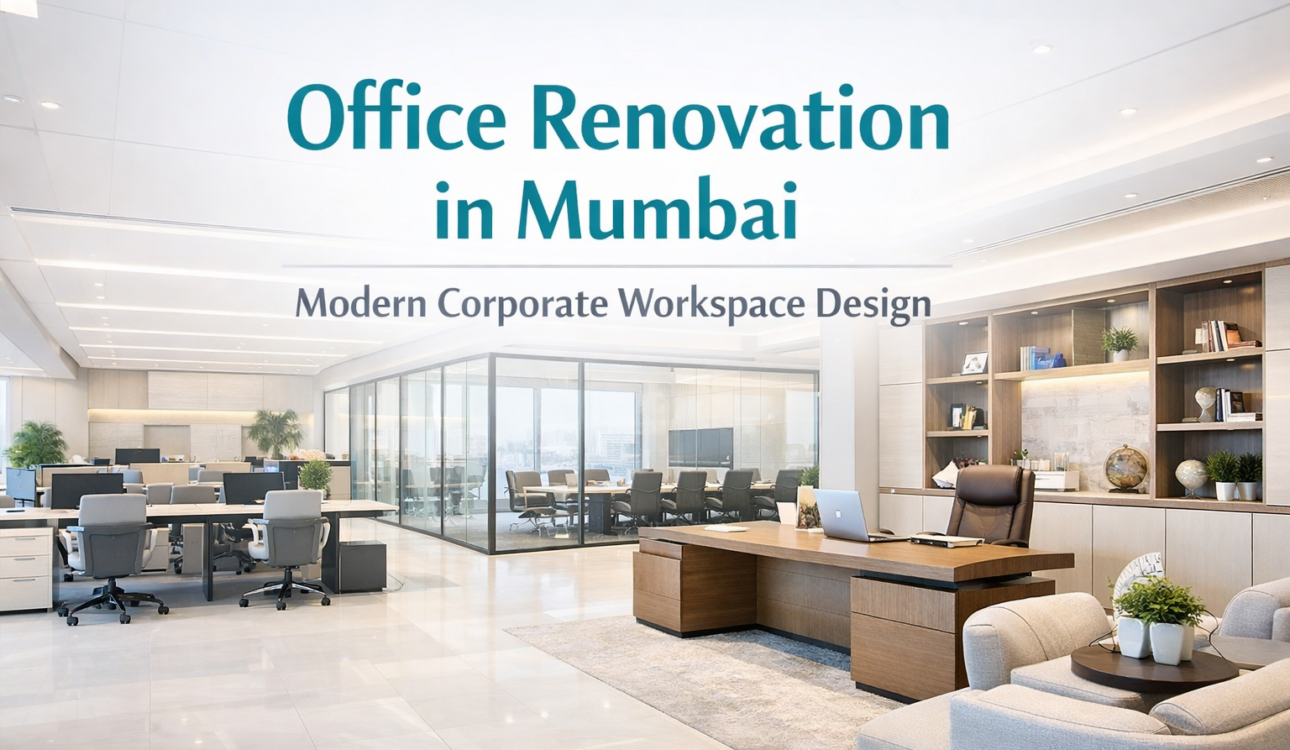 Office renovation in Mumbai with modern corporate workspace and large office interior design