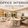 Modern office interior design in Mumbai featuring luxury CEO cabin, corporate workspace layout and elegant commercial office interiors.