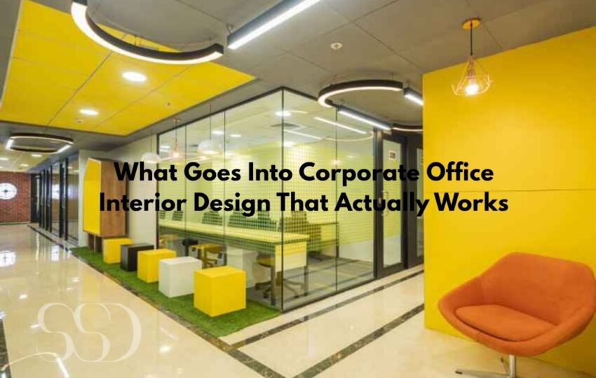Corporate office interior design with modern workspace, CEO cabin, and functional layout in Mumbai